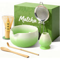 Matcha Whisk Set, Ceramic Matcha Set Includes Bowl & Holder, Bamboo Whisk (Chasen), Scoop, Spoon And Sifter, 6Pcs Matcha Kit Covers Everything Needed For Making Matcha (Green)