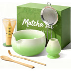 Matcha Whisk Set, Ceramic Matcha Set Includes Bowl & Holder, Bamboo Whisk (Chasen), Scoop, Spoon And Sifter, 6Pcs Matcha Kit Covers Everything Needed For Making Matcha (Green)