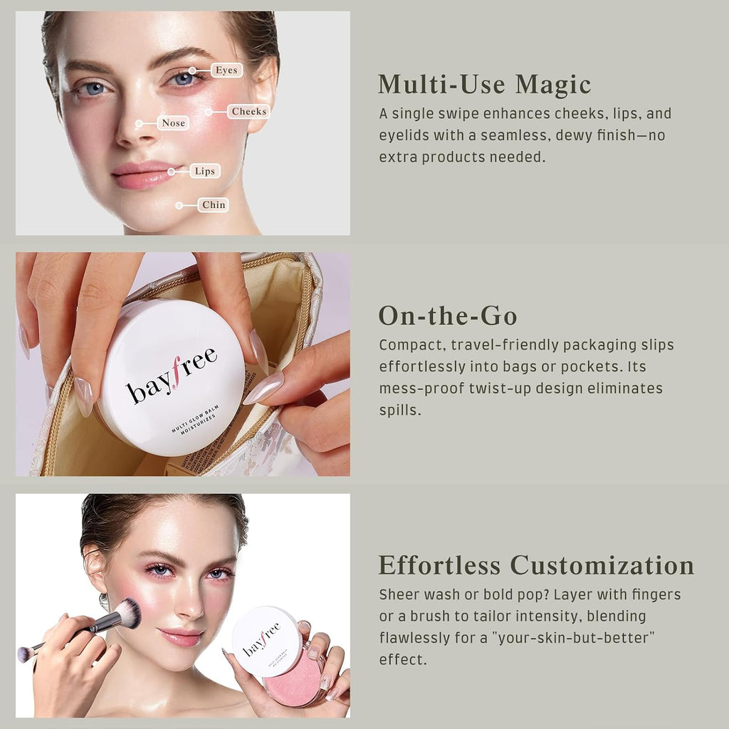 Bayfree Multi Glow Balm, Cream Blush For Cheeks, Blush Balm Face Makeup, Radiant Finish, Hydrating, Creamy, Lightweight & Blendable Color, Face Makeup, 0.63 Oz (Peony Garden)