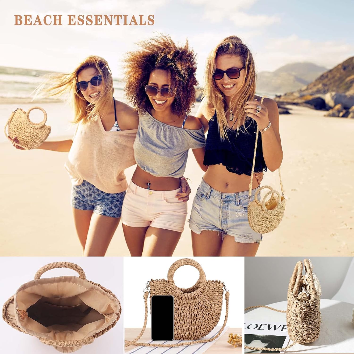 Straw Shoulder Bag For Women Woven Purse Beach Envelope Clutch Straws Wallet | Straw