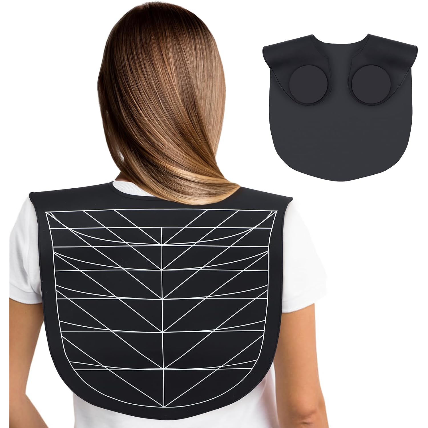Segbeauty Hair Cutting Guide Mat Black, Longer Silicone Waterproof Cutting Mat, Professional Salon Hair Cutting Mat With Guidelines Weighted Neck Wrap For Hair Stylist
