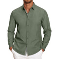 Coofandy Mens Casual Button Down Shirt Untucked Long Sleeve Stretch Denim Dress Shirt