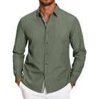 Coofandy Mens Casual Button Down Shirt Untucked Long Sleeve Stretch Denim Dress Shirt