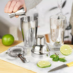 Zpufaw 6-Piece Cocktail Shaker Set 24Oz Shaker Strainer Muddler Jigger Mixing Spoon Pour Spout Bartender Kit Stainless Steel Bar Set Housewarming Gift
