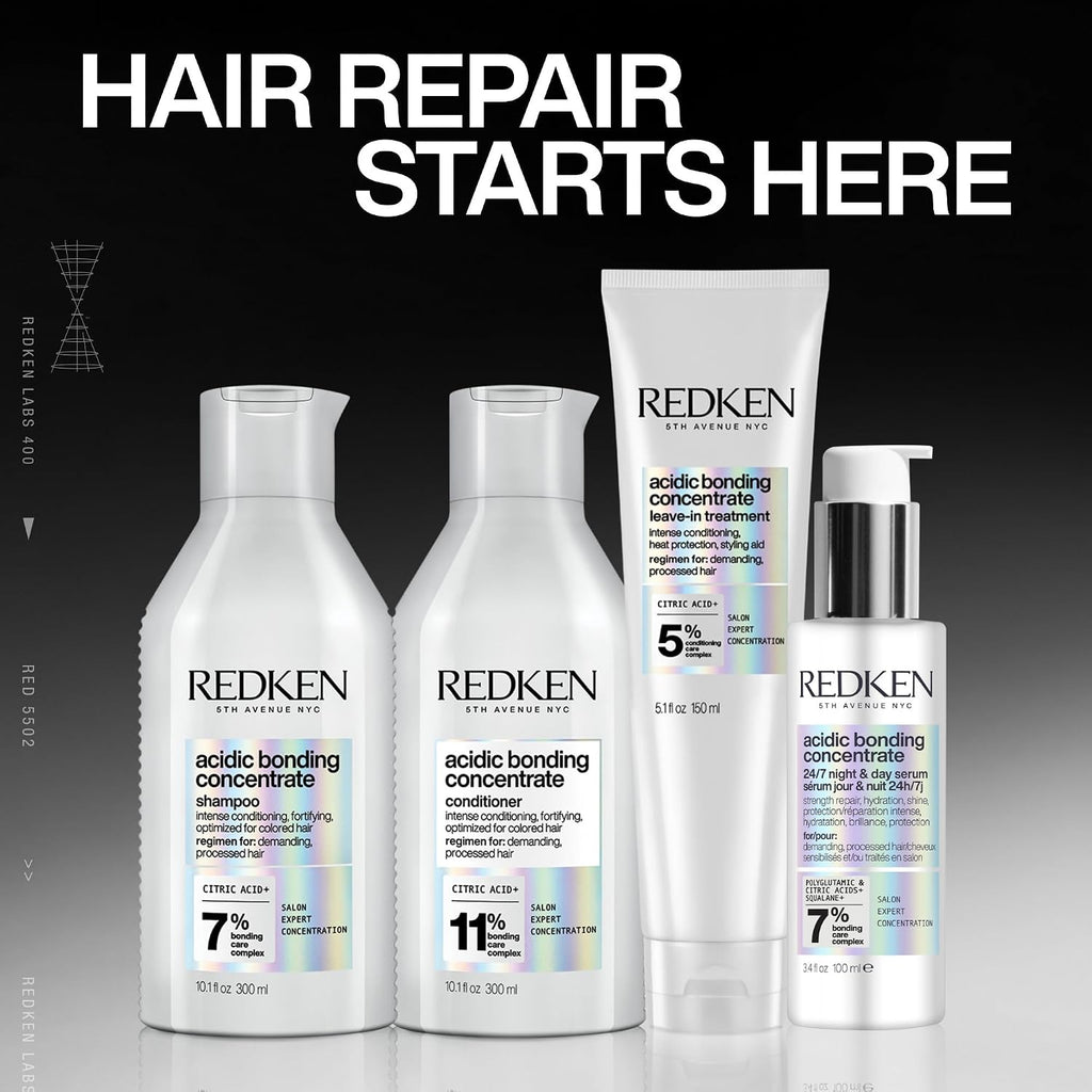 Redken Acidic Bonding Concentrate Shampoo - For Damaged Hair Repair, Strengthens And Repairs Weak And Brittle Hair, Sulfate-Free, Color Safe, With Citric Acid