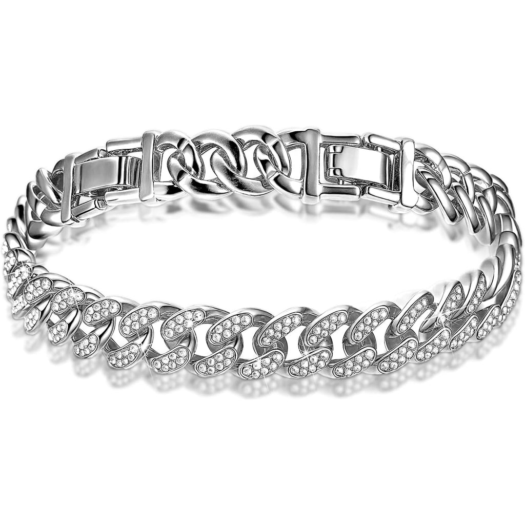 Batiyeer Women's Ankle Bracelets Cuban Link Chain Anklets Adjustable Chunky Anklets with Detachable Extender Rhinestone Bling Jewelry Gifts