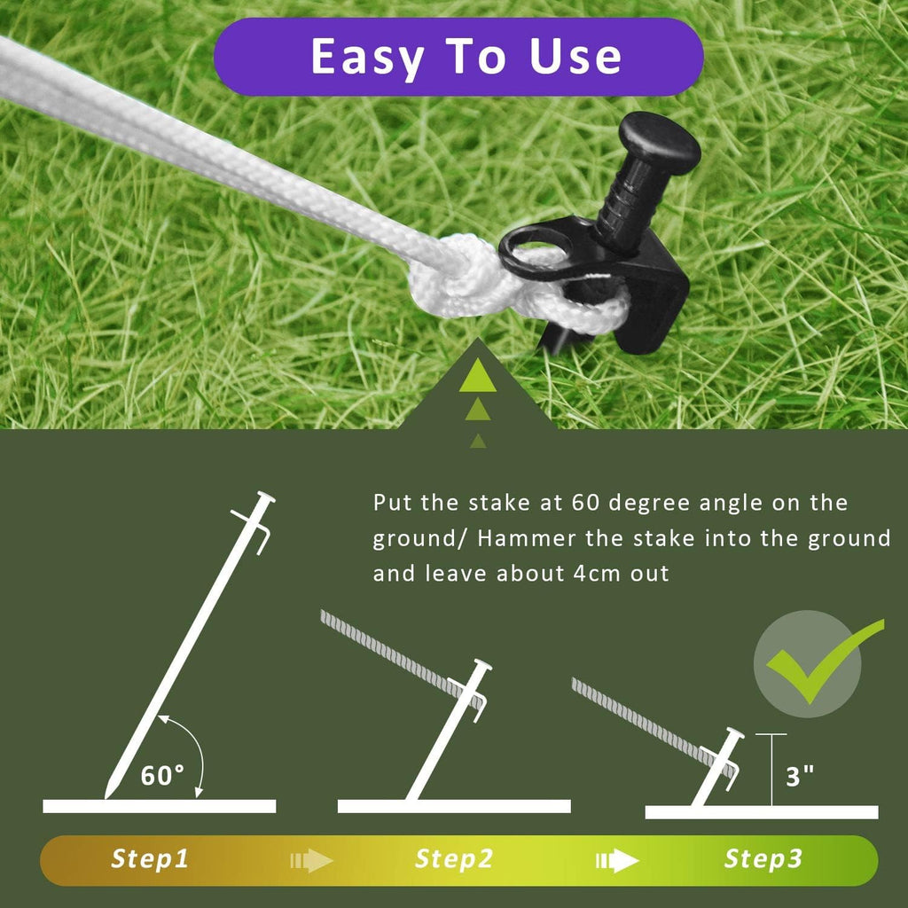 Heavy Duty Steel Tree Stake Kits,Tree Staking And Supports Kits For Young Trees Against Bad Weather, Include 3 Pcs Tree Straps For Staking, 3 Pcs 11.8 Inch Tree Stakes And 31.2 Feet Rope For Anchoring