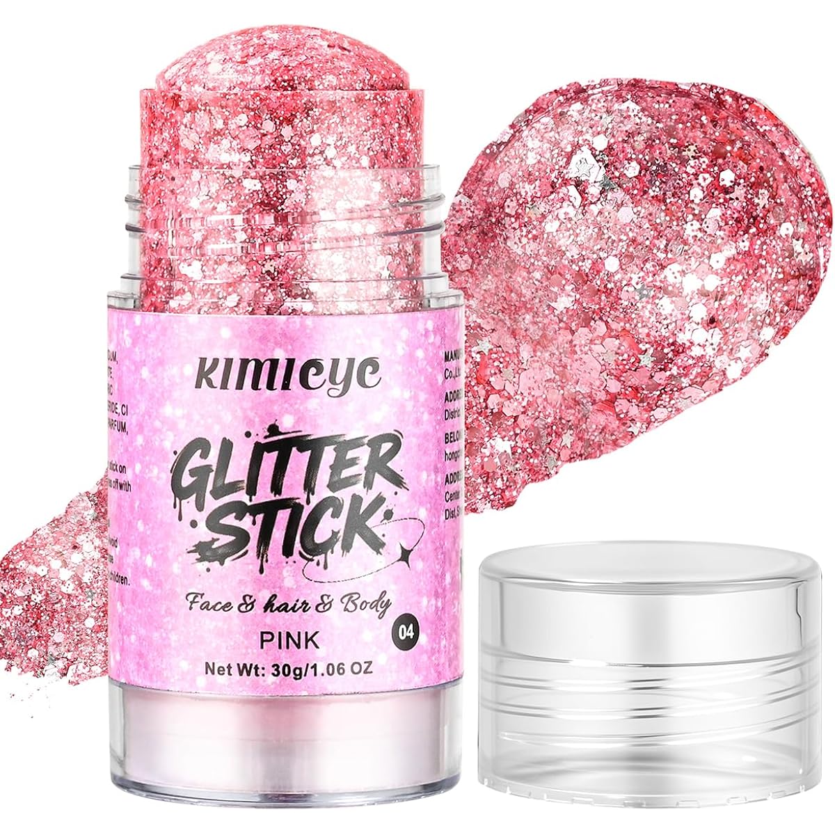 Pink Hair Face Body Glitter Stick For Sparkling Makeup, Holographic Chunky Mermaid Sequins Fairy Glitter Stick For Singer Concerts Mardi Gras Outfit Rave Accessories, 1.06 Oz, #4