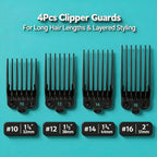 Clipper Guards Set 16 14 12 10 Compatible with Most Wahl Clippers, Clipper Guides Replacement - 1.25" to 2", 4 Piece Set, Black Color