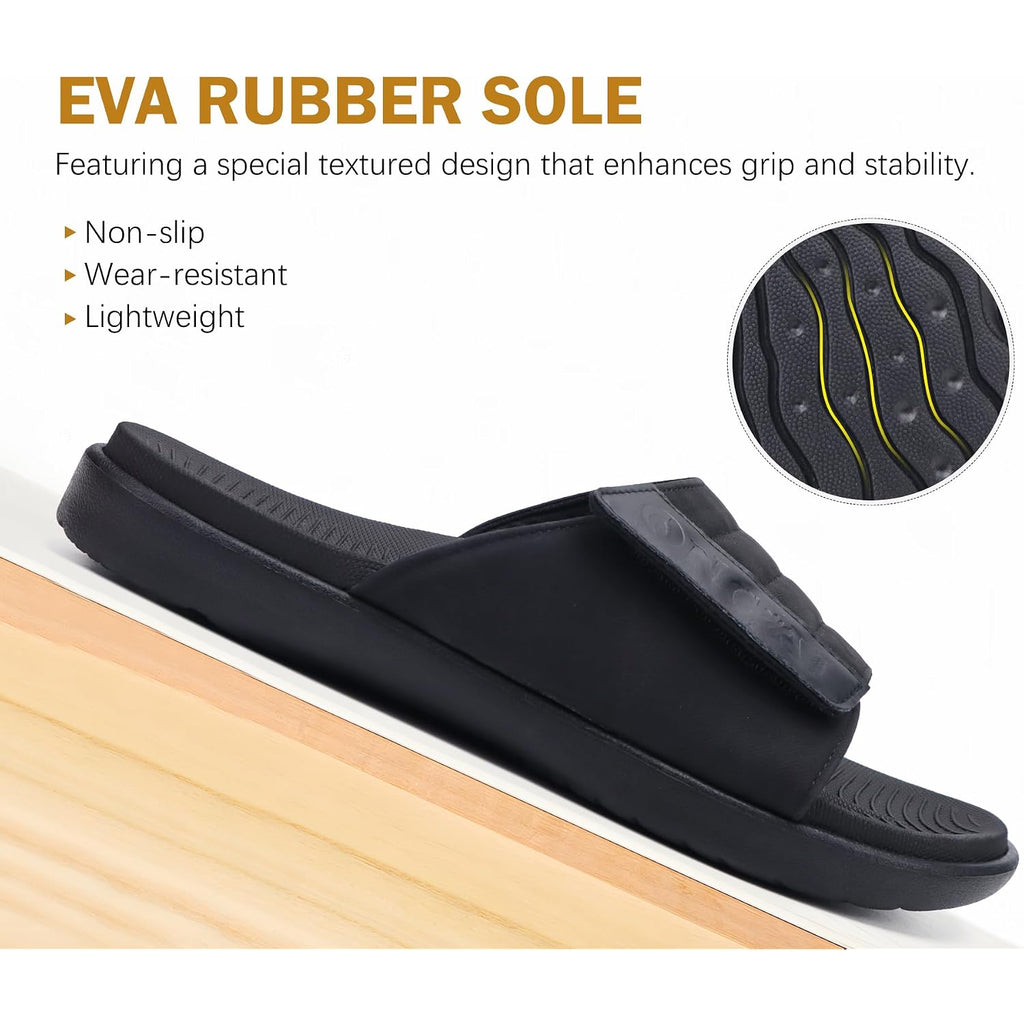 Oncai Mens Sandals Adjustable Straps Orthotic Plantar Fasciitis Open Toe Athletic Sport Slides With Soft Comfy Arch Support Footbed Size 7.5-15
