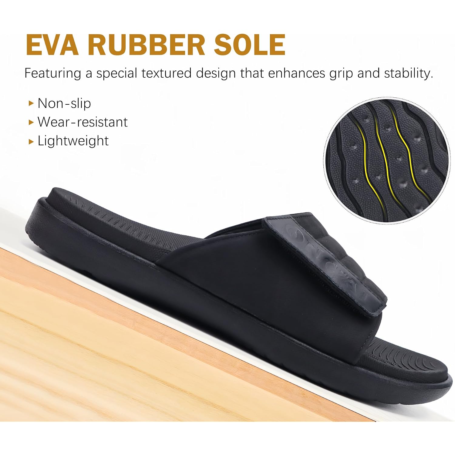 Oncai Mens Sandals Adjustable Straps Orthotic Plantar Fasciitis Open Toe Athletic Sport Slides With Soft Comfy Arch Support Footbed Size 7.5-15