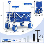 Sekey Heavy Duty Beach Wagon With 9" Big Sand-Proof Wheels – 600Lb Capacity, 200L Oversized Foldable Cart | Adjustable Handle & All-Terrain Tires For Sand, Camping