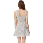 Cider Womens Polka Dot Going Out Dress Cute Summer Date Night Square Neck Sleeveless Mini Dress