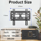 Fixed TV Wall Mount for 14-42" Flat Screen TVs, Small Wall Mount TV Bracket fit 19 24 28 32 35 39 40 inch, VESA Up to 200x200mm 55lbs Max Load, Easy Install Low Profile Monitor Mount Bracket