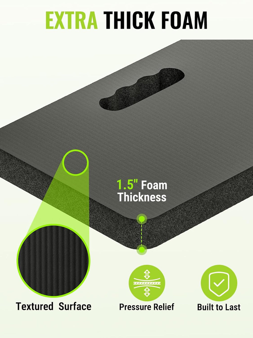 Workpro Extra Thick Kneeling Pad, 1 Pack, Black, 17.5 X 11 X 1.5 In | Soft Nbr Foam Cushioning For Knee, Large Foam Kneeler Mat, For Gardening, Bathing Baby, Exercise, Workout Supplies
