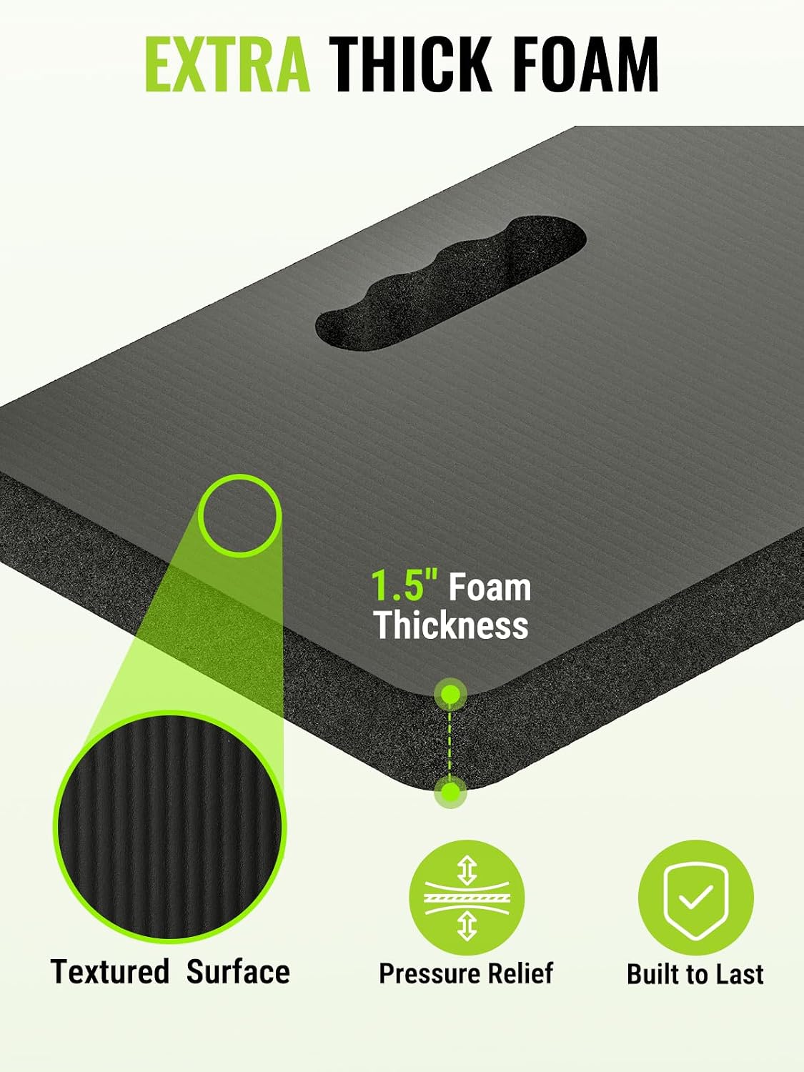 Workpro Extra Thick Kneeling Pad, 1 Pack, Black, 17.5 X 11 X 1.5 In | Soft Nbr Foam Cushioning For Knee, Large Foam Kneeler Mat, For Gardening, Bathing Baby, Exercise, Workout Supplies