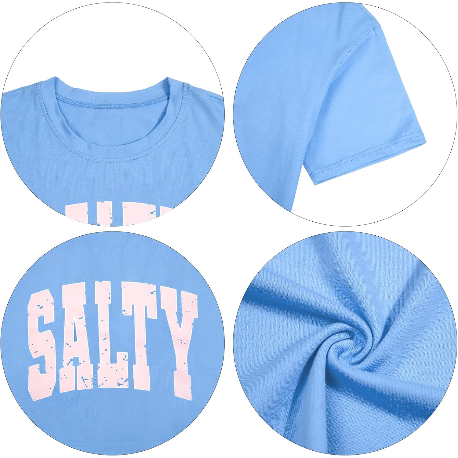 Salty Beach Oversized Graphic Tees: Womens Summer Beach Tshirts Hawaii Shirt Casual Short Sleeve Tops Salty Blue