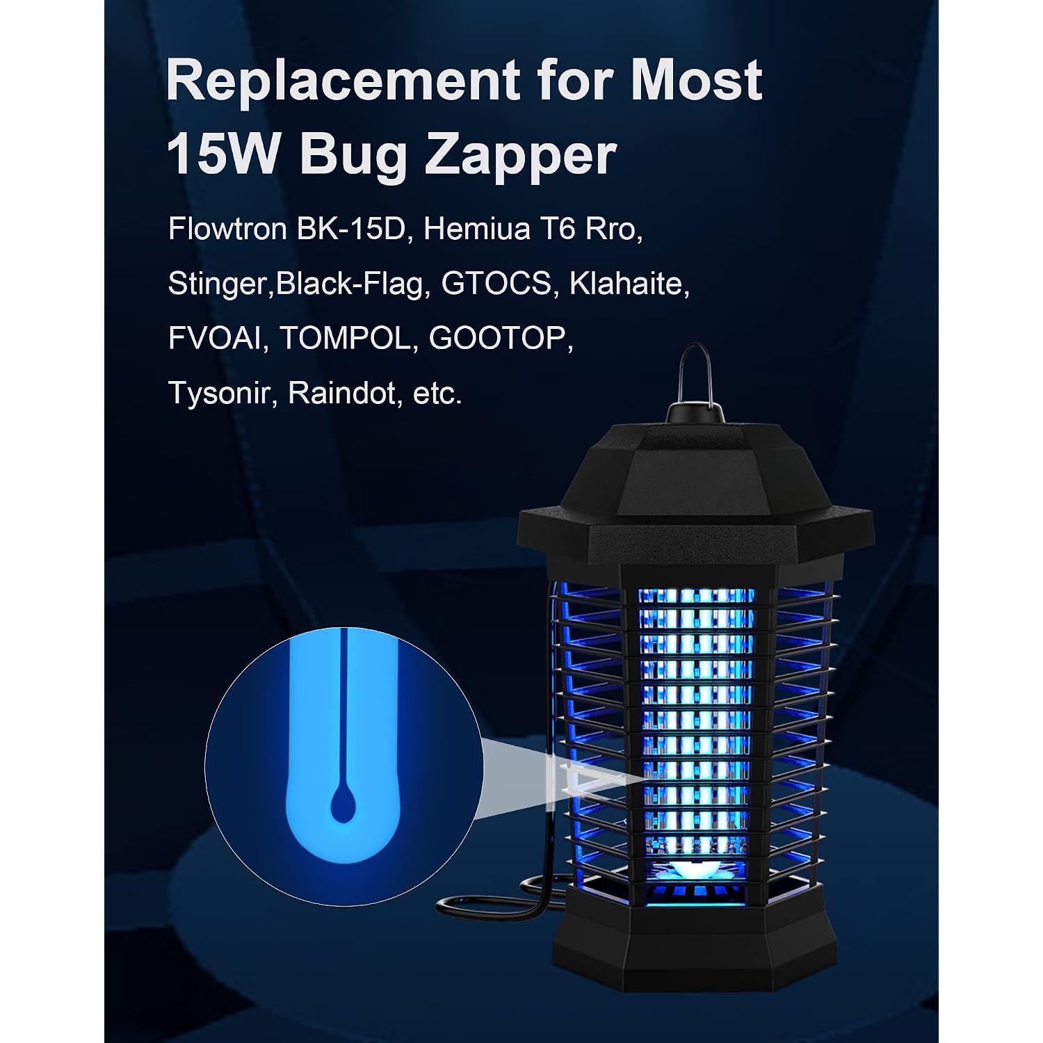 Shootingstar Bug Zapper Replacement Light Bulb For 15W Insect Attracting Lamp With 4-Pin Base, Ful 15W-Bl U Shaped Twin Tube Bulb For Outdoor Mosquito Zapper, 4 Pack