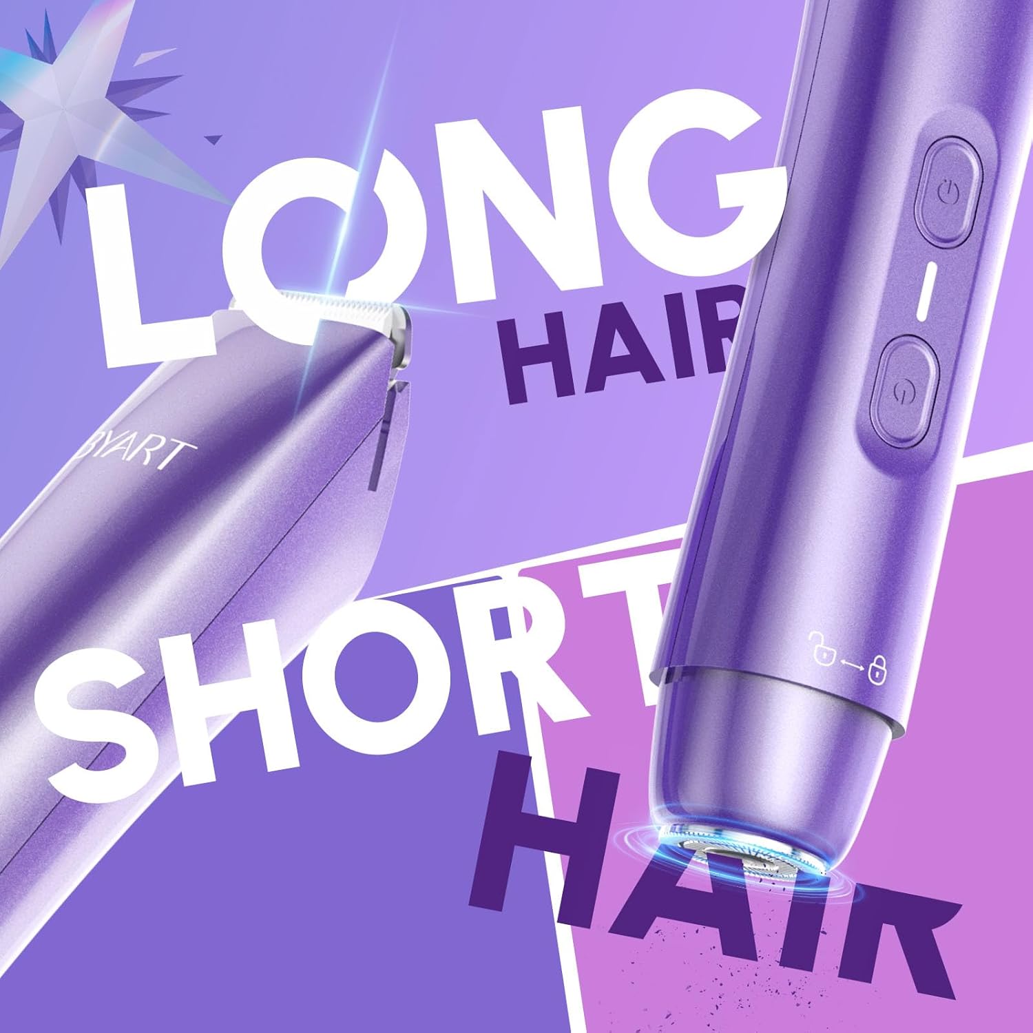 BYART Bikini Trimmer for Women Dual Head – IPX7 Waterproof & Painless Electric Razors for Pubic Hair, Face, Legs, Underarms – Portable Cordless Shaver with Fast Charging, Self Care Gifts for Women