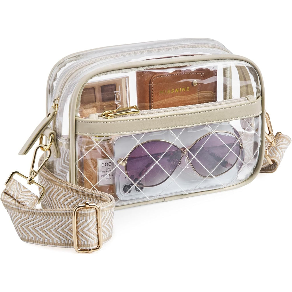 Missnine Clear Bag For Stadium Events Quilted Clear Purse For Women Stadium Approved Pvc Crossbody Concert Bag