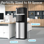 Manastin Bottom Loading Water Cooler Dispenser for 5 Gallon Bottles, Stainless Steel Water Cooler with 3 Temperature Settings - Hot, Cold & Room Water, Ideal Design for Home & Office, Sleek Black