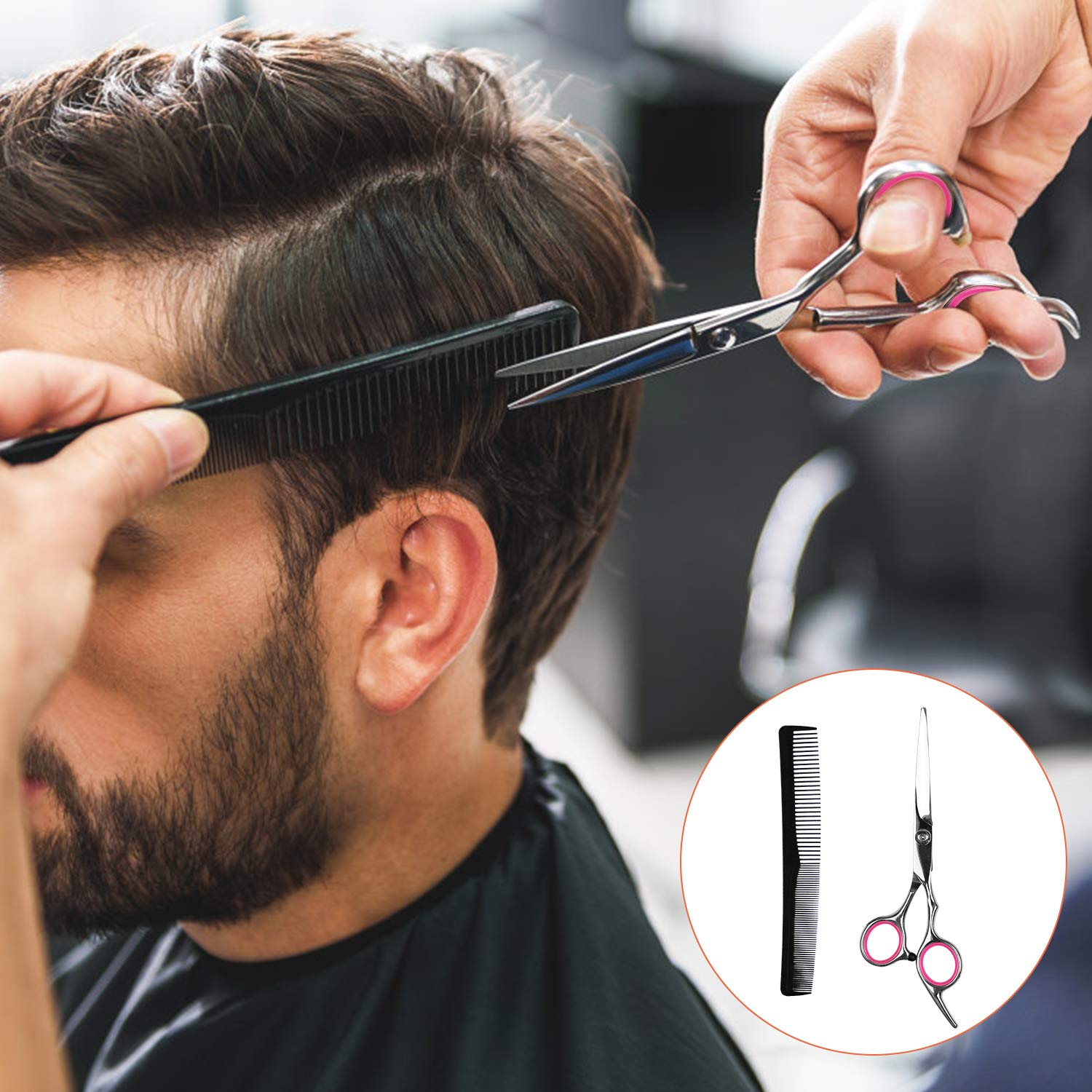 9 Pcs Hair Cutting Scissors Thinning Shears Kit, Professional Haircut Scissors Set, Barber Hairdressing Texturizing Shears Tools For Salon Home Men Women Kids Adults Pet