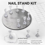 Nail Stands for Press On Nails Painting Display Practice, Powerful Magnetic Nail Tip Holders for Diy Design, Heart Nail Art Stand with 200 PCS Double-Sided Tapes Home Salon Use (Silver)