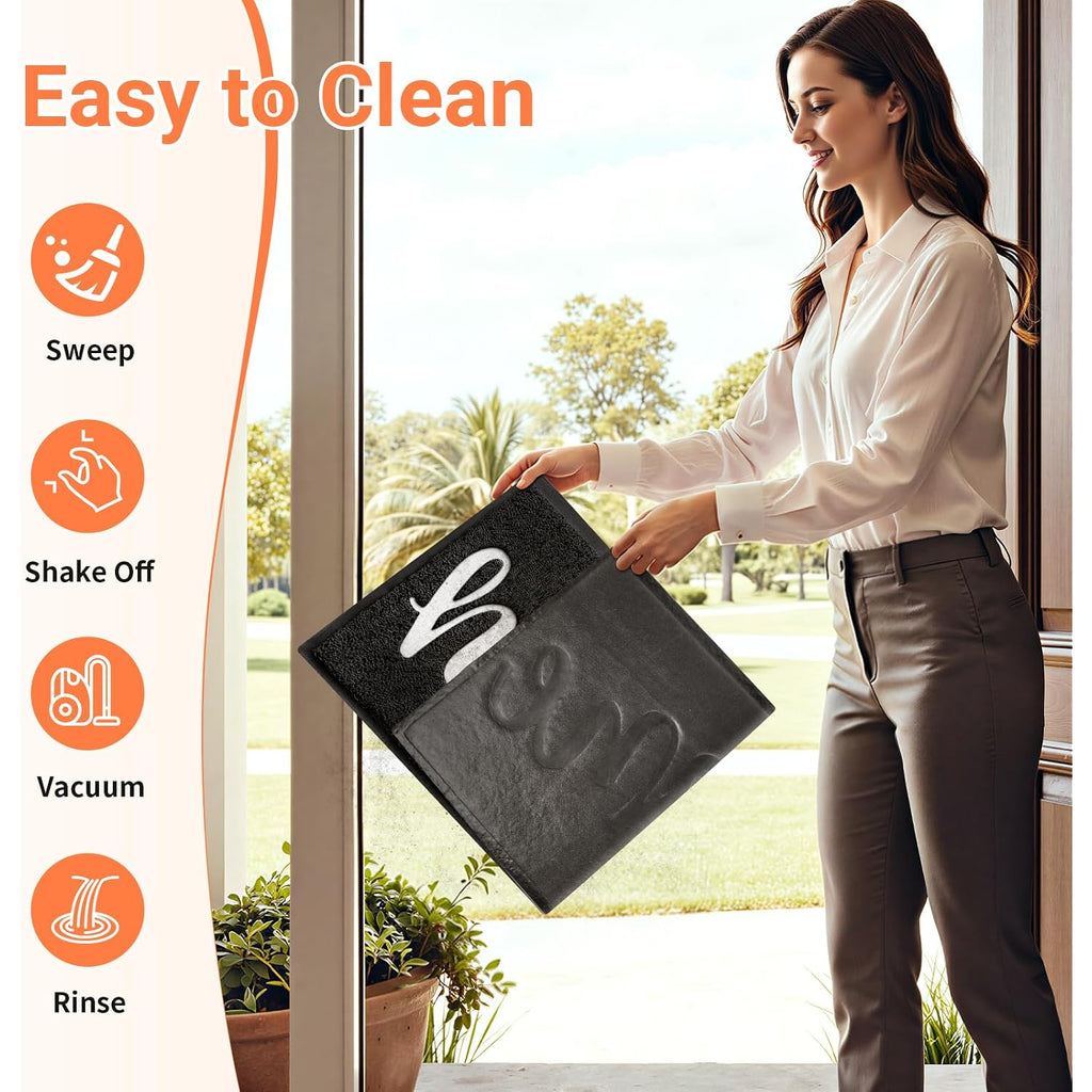 Door Mat Indoor Outdoor Welcome Mat For Entrance, 30X17.5 Black | Heavy-Duty, Low-Profile, Non-Slip, Dirt Trapping Entry Mat, For Home Entrance, Outside Entry, Yard, Floor, Patio, Garage