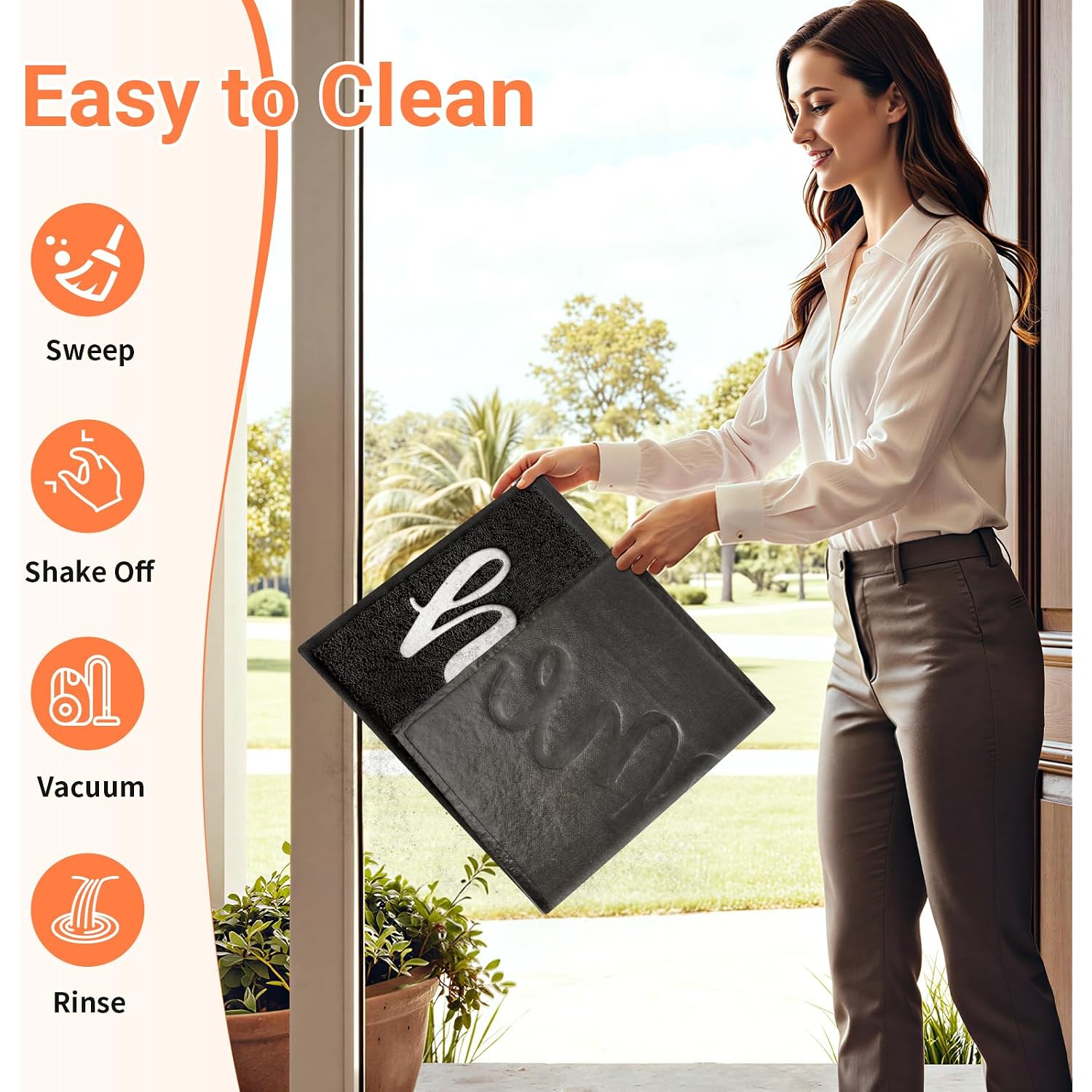 Door Mat Indoor Outdoor Welcome Mat For Entrance, 30X17.5 Black | Heavy-Duty, Low-Profile, Non-Slip, Dirt Trapping Entry Mat, For Home Entrance, Outside Entry, Yard, Floor, Patio, Garage