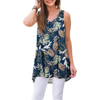Wneedu Women'S Summer Sleeveless V Neck Tunic Casual T-Shirt Tank Tops Blouse