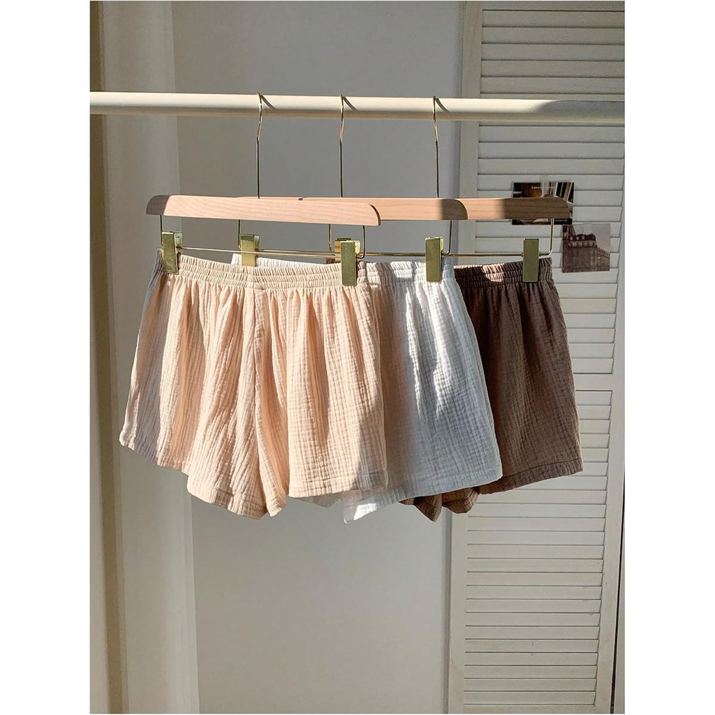 Women's Summer Shorts 3 Packs Elastic Waist Wide Leg Casual Cotton Shorts Sets