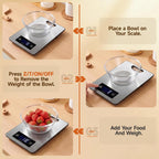 Food Scale, Digital Kitchen Scale With Hanging Loop, 11Lb Baking Scale | 1G Accuracy, G/Oz,Etc.5 Unit Conversion, Tare Function, Fingerprint-Resistant Steel, Suitable For Cooking, Baking ,Meal Prep