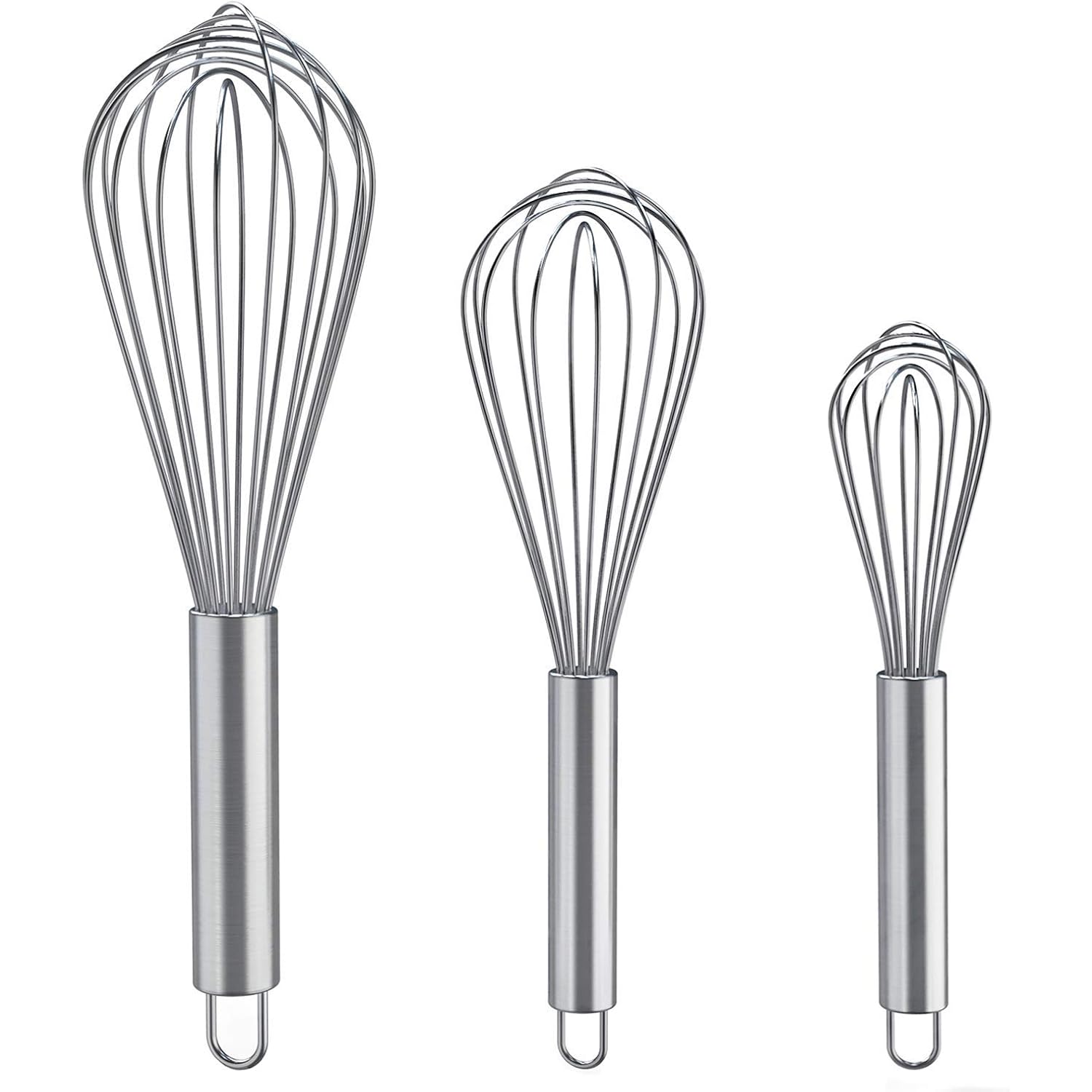 Whisks For Cooking, 3 Pack Stainless Steel Whisk For Blending, Whisking, Beating And Stirring, Enhanced Version Balloon Wire Whisk Set, 8"+10"+12"