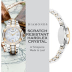 Seiko Sut068 Watch For Women - Diamond Collection - With 18 Diamond Accents, Solar Power, Mother-Of-Pearl Dial, Two-Tone Gold Stainless Steel Case & Bracelet, And Water-Resistant To 50M