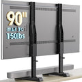 Table Top Tv Stand With Height Adjustable Tv Legs Replacement For Most 37-86 Inch Flat Curved Tvs,Steel Tv Base Feet Holds Up To 150 Lbs With Cable Management, Max Vesa 800X600Mm Black