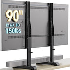 Table Top Tv Stand With Height Adjustable Tv Legs Replacement For Most 37-86 Inch Flat Curved Tvs,Steel Tv Base Feet Holds Up To 150 Lbs With Cable Management, Max Vesa 800X600Mm Black