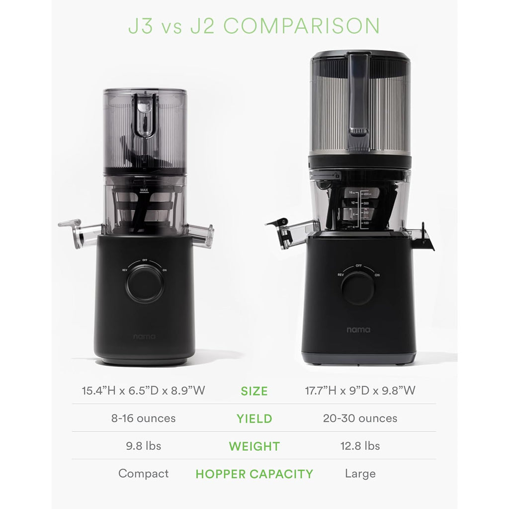 Nama J2 Cold Press Juicer – Self Feeding For Hands-Free Operation With Wide Mouth Hopper For Whole Recipe Loading, Zero Waste Masticating Juicer For More Juice, Less Pulp – Easy Cleanup & Assembly