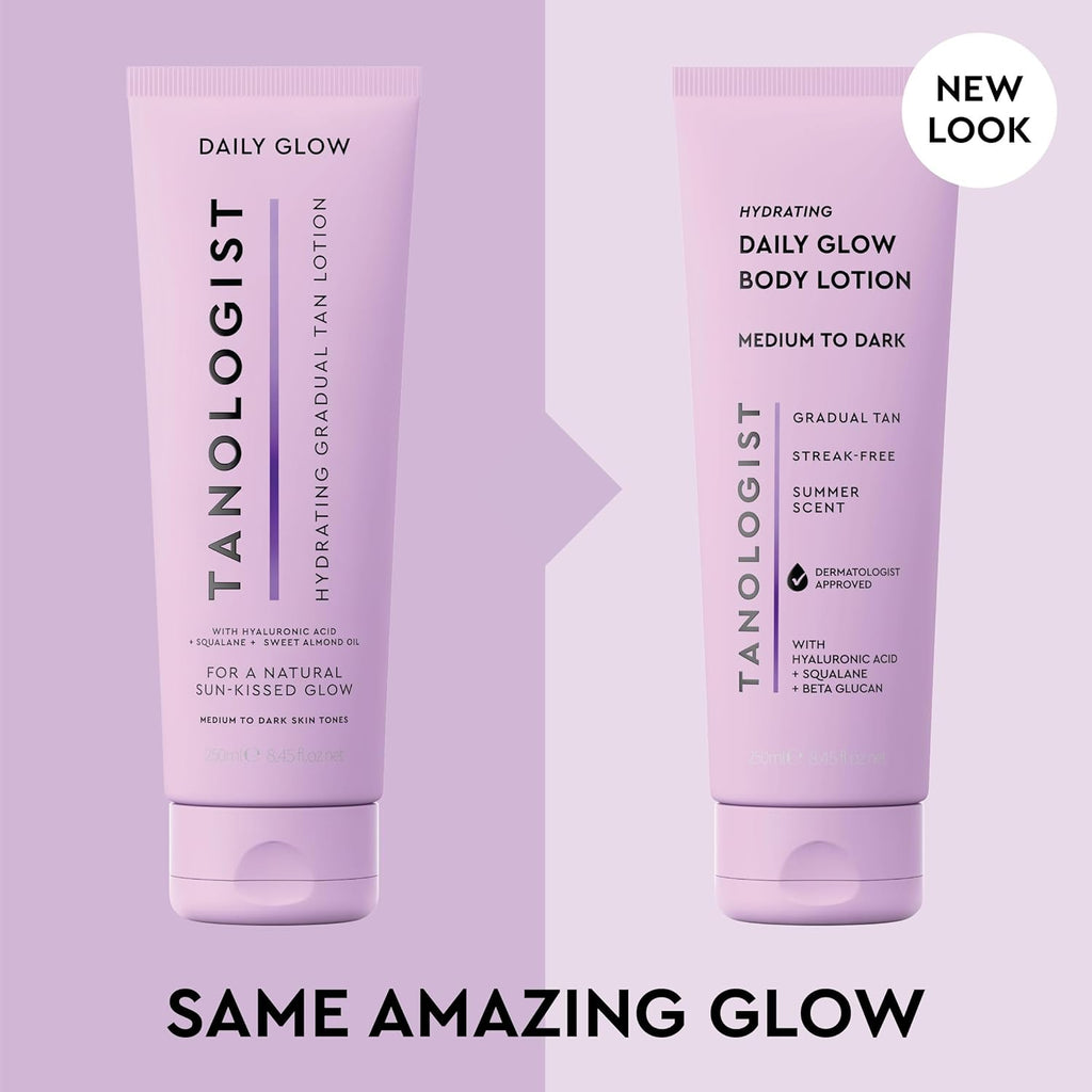 Tanologist Hydrating Daily Glow Body Lotion- Medium/Dark, Buildable & Transfer-Proof Gradual Self Tanner, Summer Fragrance, Natural Not Orange, Lasts 7 Days, Vegan Clean Formula, 8.45 fl oz
