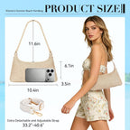 Beach Bags For Women Summer Straw Purse Boho Woven Shoulder Bag Crochet Purse Vacation Tote Handbag