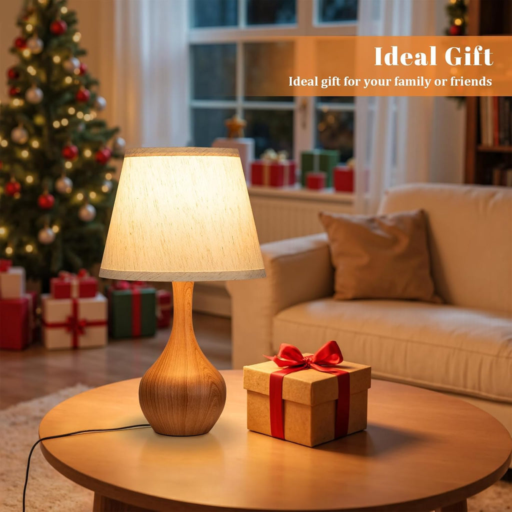Touch Table Lamp For Bedroom, 3-Way Dimmable Small Bedside Lamps For Night Stands With Wires, Wood-Paint Desk Lamp For Kids Room, Office, Living Room, End Table(Led Bulb Included)
