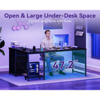 Aodk L Shaped Gaming Desk With 4 Drawers, 61" Reversible Home Office Desks With Power Outlets, L Shaped Computer Desk With Usb Charging Port And Host Stand, Corner Desk, Easy To Assemble, Black