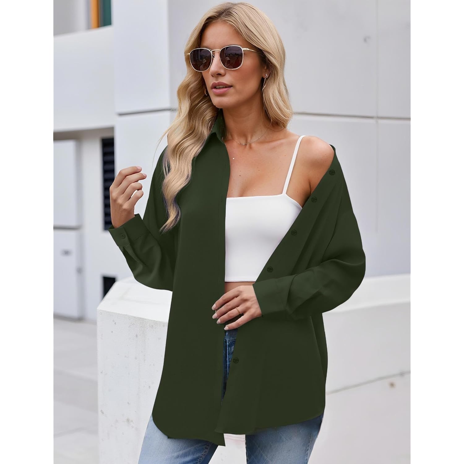 Button Down Shirt for Women Long Sleeve Blouses Floral Printed Tops Business Casual Work Outfits S-XXL