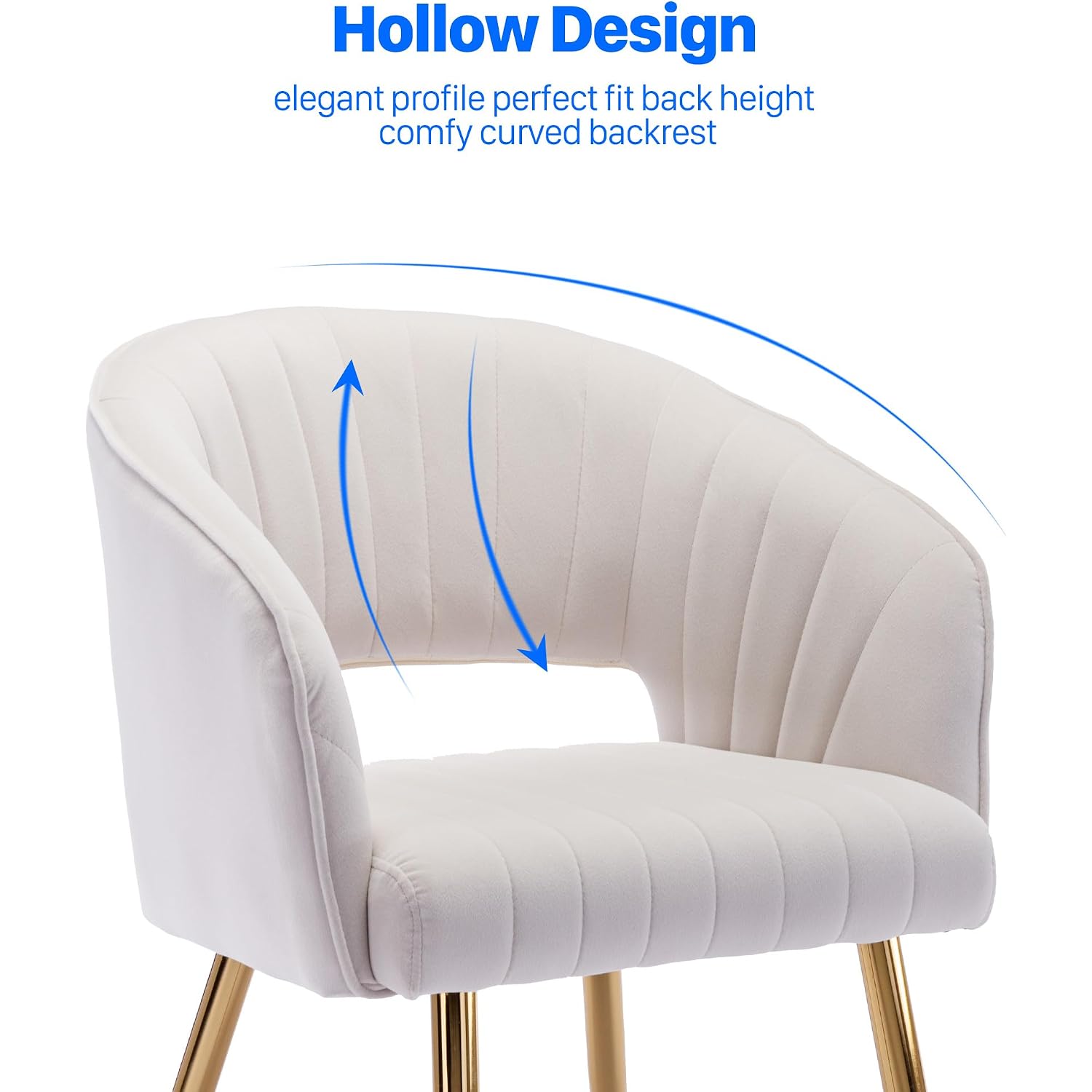 Modern Velvet Desk Chair Accent Armchair Upholstered Tufted Chairs Dining Chairs, Tufted Vanity Chair Side Chairs With Gold Metal Legs For Dining Room Living Room Restaurant,1 Pc &Cream
