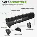 Workpro Electric Knife For Meat Slicing, Cordless Electric Carving Knife For Turkey, Fish & Bread, Two Stainless Steel Blades, Ergonomic Handle, Storage Case & Serving Fork Included, Black