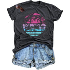 Hawaiian Shirts for Women Palm Trees Beach Graphic Tee Tops Summer Vacation Short Sleeve Tshirt Tops