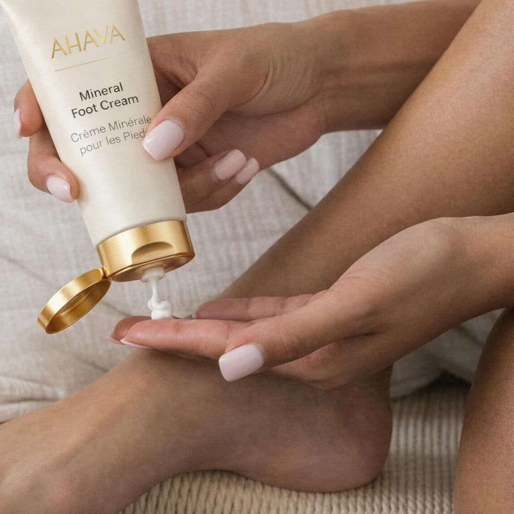 AHAVA Dead Sea Water Mineral Foot Cream - Nourishes & Hydrates Dry Soles, Prevents Cracks & Irritations, with Witch Hazel Leaf, Osmoter blend, Jojoba, Avocado, Sweet Almond & Wheat Germ Oil