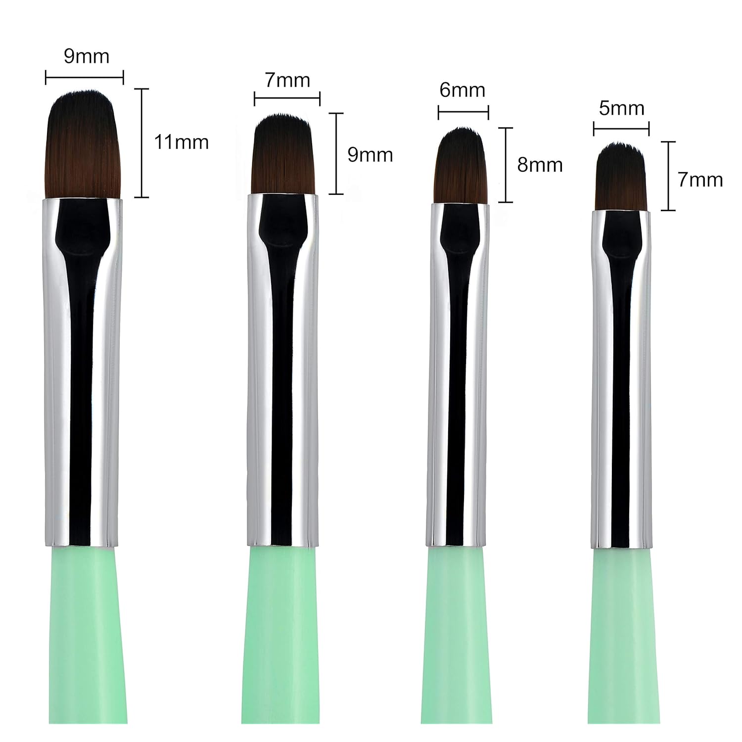 Beaute Galleria - 4pcs Acrylic UV Gel PolyGel Nail Art Brush Set (Size 6, 8, 10, 14), Nail Tips Builder Painting Pen Clean-Up Brush, Wooden Handle with Nylon Hair
