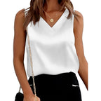 Sipaya Silk Satin Tank Tops For Women V Neck Summer Tops Sleeveless Camisole Business Casual Outfits Work Blouses
