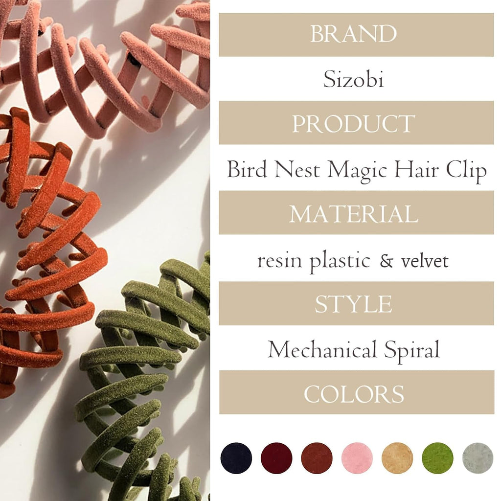 Sizobi Bird Nest Magic Hair Clip, Hair Accessories For Women, Hair Clips For Women Hair Ties, Hair Bun Maker Ponytail Holder Scrunchies 7Pcs