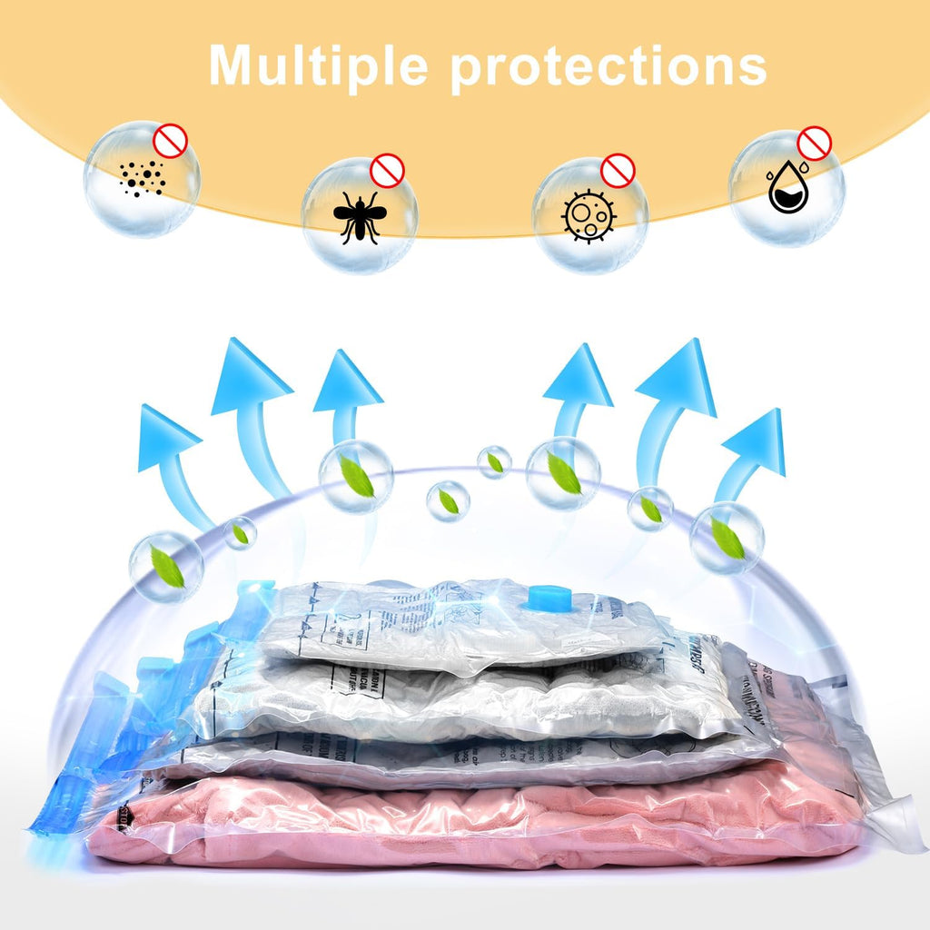 Upgogo Travel Vacuum Bags Combo 6 Pack - Space Saver Vacuum Storage Bags For Clothing And Luggage